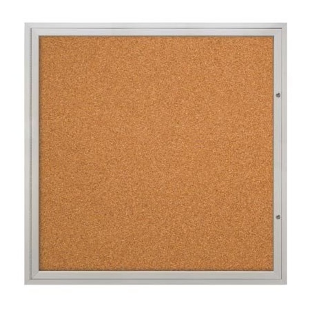 United Visual Products Corkboard, Fabric, Brnz/Prl, 1 Door, 48x48" UV3035-BRONZE-PEARL